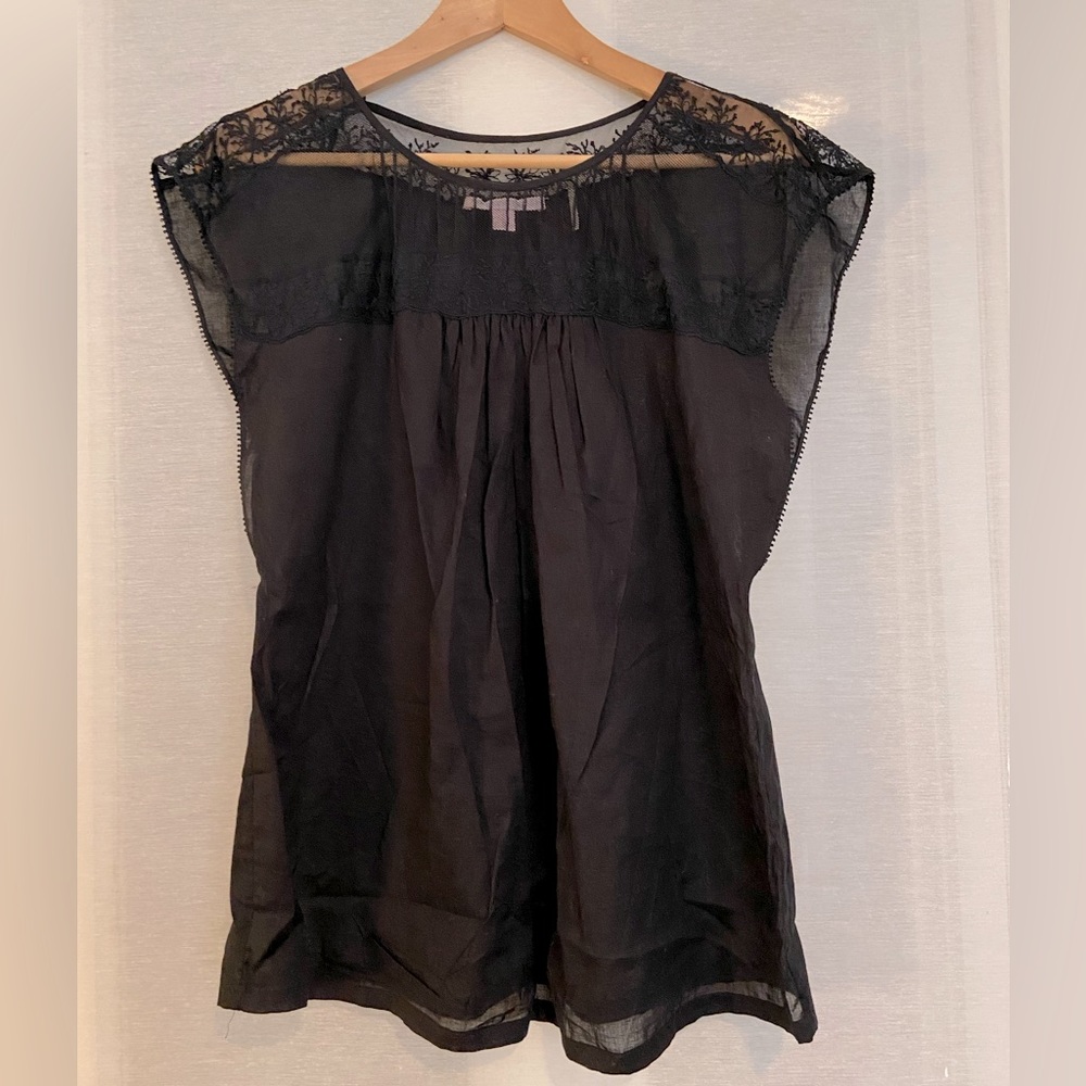 Stunning Rebecca Taylor black lace cotton top